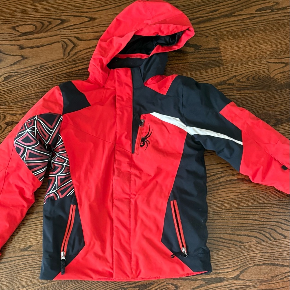 Spyder Kids Red and Black Puffer Jacket